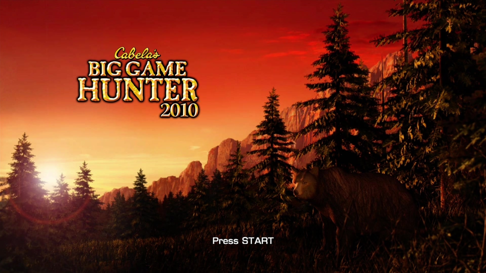 Cabela's Big Game Hunter 2010 title screen for Xbox 360